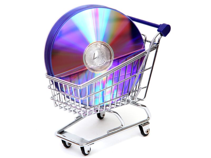 Shopping cart with music CDs DVDs