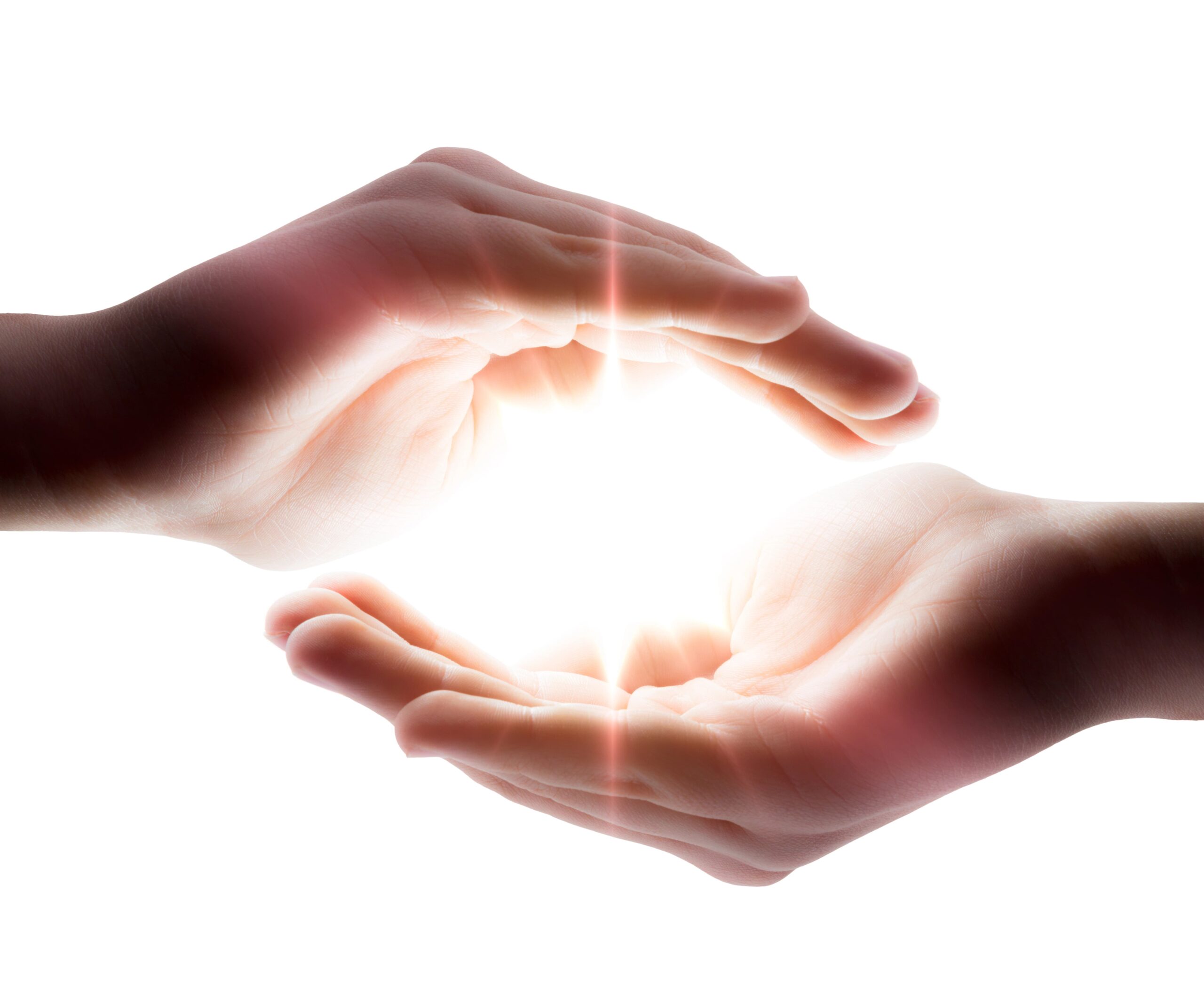 Hands surrounding a ball of light