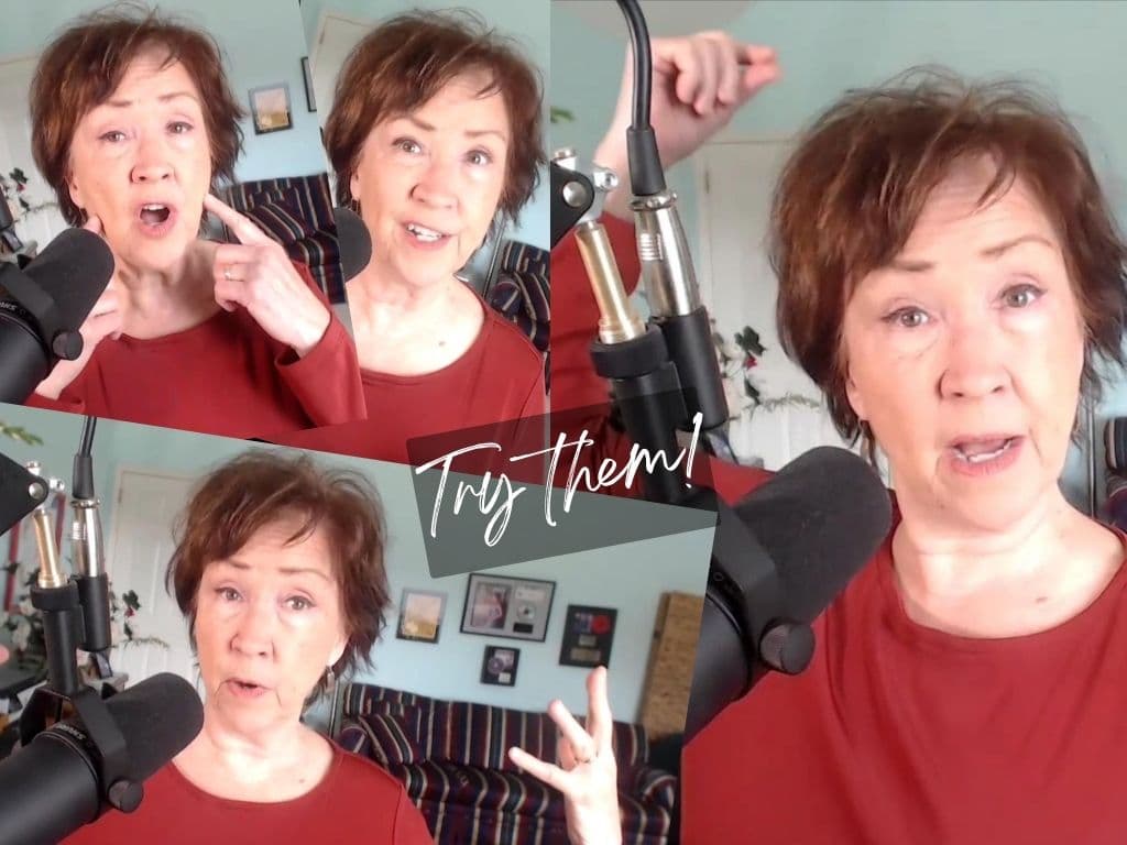 Vocal coach Judy Rodman demonstrating weird faces she makes when doing vocal exercises